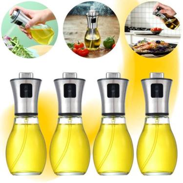 Imagem de Kit 4 Borrifador Spray de Azeite e Óleo em Vidro 200ml Tampa em Aço In