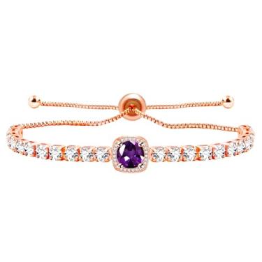 Imagem de Tobestu Pulseira de tênis de zircônia quadrada ajustável com corrente Bolo, joia elegante com pingente de cubo para casamentos, formaturas, casuais e uso diário YA4536, Adjustable, Latão, Zircônia