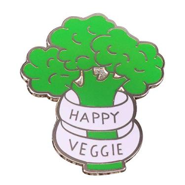 Imagem de GuDeKe Broche de esmalte Happy Veggie com brócolis e vegetais