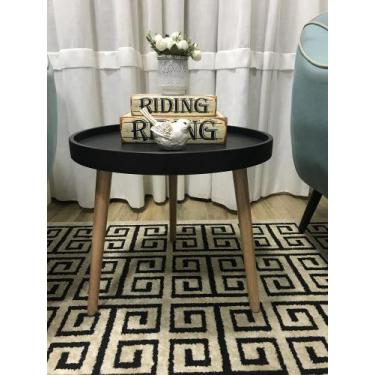 Imagem de Mesa Lateral Redonda Eames Wood 50 Cm Preto - BELI HOUSE