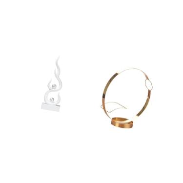 Imagem de Fenteer Escultura de de Resina Moderna E Suporte de Garrafa de Vinho de Metal Organizador para Pátio, Escritório, Estante, Enfeite de Mesa E Exibição de