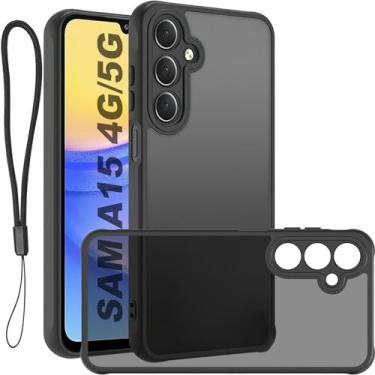 Imagem de USTIYA FG Capa para Samsung Galaxy A15 5G Case Matte Acrílico Uso Resistente Protetora de Câmera Capinha Acessórios para Celular com Cordão Preto