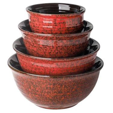 Imagem de Taças de mistura Hasense Ceramic Set de 4 2,0/1,4/1,0/0,5 L vermelhas