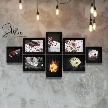 Imagem de Quadros Decorativos de Poker Baralho Sala de Jogos - Stelix - Decoraçã