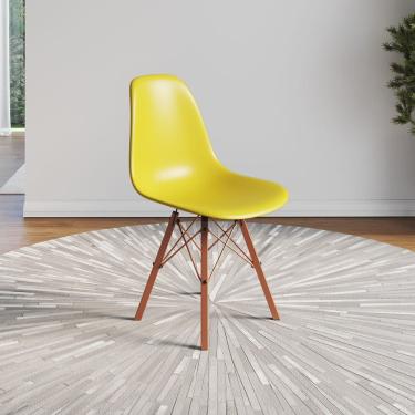 Imagem de Cadeira Eames Estilo Moderno em Ferro Cobre com Assento Amarelo