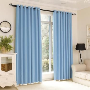 Imagem de Cortina Premium Para Sala, Quarto E EscritóRio - Tecido Blackout Corta-Luz, DecoraçãO Elegante E Moderna(AZUL BEBE)