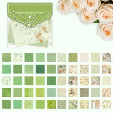 Imagem de Papel para scrapbook, 100 peças, artigos de papelaria, papel decorativo, suprimentos para notas, fotos, diário, álbuns, padrões sortidos, verde