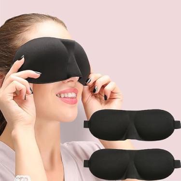 Imagem de Máscara de dormir para quem dorme de costas e de lado, pacote com 2, máscaras oculares 3D com bloqueio de luz 100% para dormir, cobertura para olhos com pressão zero para mulheres e homens, venda