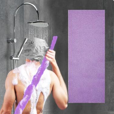 Imagem de Toalha de banho de malha longa para sauna e banho para chuveiro, lavagem corporal, toalha reutilizável de secagem rápida para uso em viagem a vapor em casa, 1 peça (roxo)