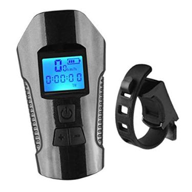 Imagem de #N/A USB Luz da bicicleta Farol de Bicicleta Recarregável Luz Frontal com Chifre-Farol de Bicicleta Velocímetro Odômetro para o Ciclismo de Segurança, Edição de luxo Preto