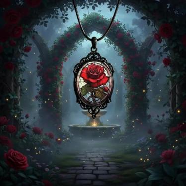 Imagem de Colar gótico colorido com pingente de sol e lua para mulheres, corrente de corda ajustável com pingente de vidro vintage, acessórios punk bruxos para o dia dos namorados, joias de Halloween