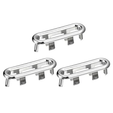 Imagem de Tampa de transbordamento de pia, 3 peças de anéis de transbordamento de pia 48,4 x 12,6 mm oval banheiro cozinha bacia drenagem furo inserção nas tampas, prata