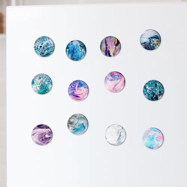 Imagem de Generic 24 peças de adesivo de geladeira ímã de geladeira, 12 estilos, redondo, sucção forte, decoração de cozinha e escritório