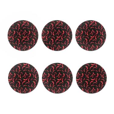 Imagem de Porta-copos com padrão de pimenta vermelha para bebidas, conjunto de 3 porta-copos absorventes tapete redondo suporte de copo decoração de mesa de centro para escritório, cozinha, sala de estar