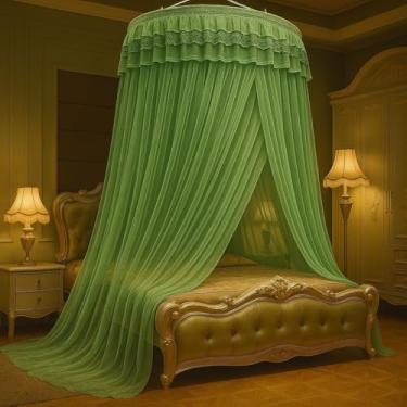 Imagem de Mosquiteiro Gigante de Teto Casal King Queen com Abertura Lateral 14m(Verde 2,Gigante com Abertura)
