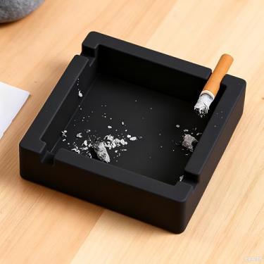 Imagem de Cinzeiro de charuto de silicone ao ar livre para pátio externo grande descanso de charuto inquebrável antiderrapante resistente a queimaduras cinzeiros preto