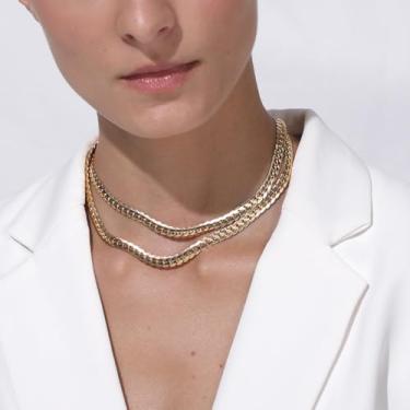 Imagem de Colar para mulheres e homens, aço inoxidável, grosso, corrente de cobra, delicada, banhado a ouro/preto/prata, hip hop, gargantilha masculina, 18inch, Aço inoxidável, Sem Pedra Preciosa