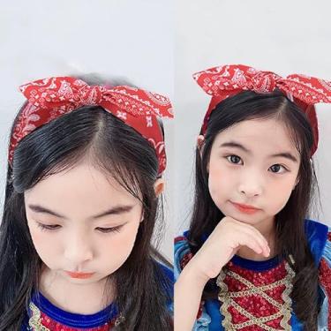 Imagem de Bandana feminina com laço de cabeça para mulheres, nó vermelho, faixa de cabelo para mulheres, acessórios de Natal e Halloween