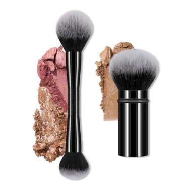 Imagem de Conjunto de 2 pincéis de maquiagem Face It All – Pincel retrátil para aerógrafo + pincel de blush e bronzeador de ponta dupla