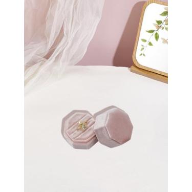 Imagem de 1 caixa de anel, caixas de armazenamento de anéis octogonais octógono rosa de 3 compartimentos, caixas de presente de anel de joias, pequena caixa de presente de armazenamento para exibição de joias