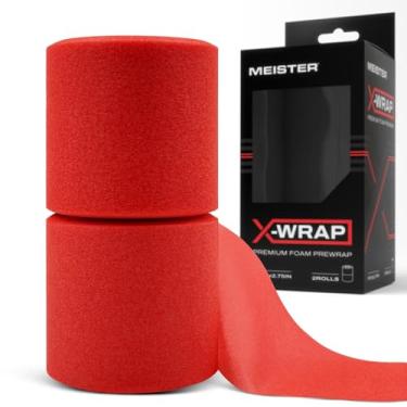 Imagem de Meister X-Wrap Premium PreWrap - XL Underwrap para fita atlética - 30 jardas x 7 cm - Vermelho - 2 rolos