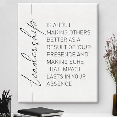 Imagem de Leadership Quote Canvas Wall Art Motivational Leadership Canvas Print Painting Office Home Wall Decor Framed Leader Teacher Boss Gift 20 x 25 cm