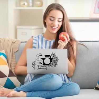 Imagem de Adesivo para câmera, flor, computador, preto, para tirar fotos, tablet, PC, adesivo, vinil, laptop, decalque, adesivos, arte faça-você-mesmo, decalque para notebook, laptop, bagagem, janela, arte