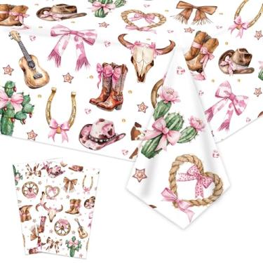 Imagem de umoni Toalha de mesa com botas ou laços, decoração de chá de bebê, aniversário de cowgirl, coquete, rodeio, ocidental, decoração para chá de bebê, despedida de solteira, artigos de aniversário