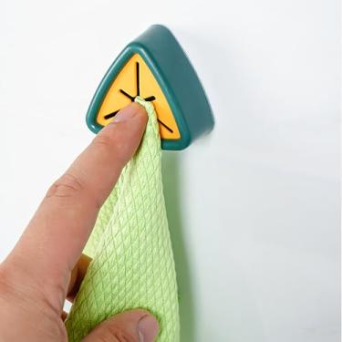 Imagem de Gancho de toalha de cozinha montado na parede, tampa de pano de perfuração em gel PP para armário de banheiro, ideal para armazenamento de pano de prato e toalha