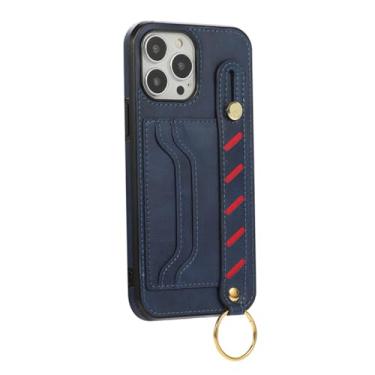 Imagem de Capa de cartão de couro para iphone 14 13 12 11 pro max plus mini x xs xr 7 8 pulseira caso de telefone, azul, para iphone 7plus