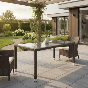 Imagem de Mesa Para Area Externa Com Rattan E Vidro 90x160 Cm - Brazil Home Livi
