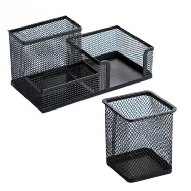 Imagem de Organizador De Mesa Metal Aramado 3 Divisões, Para Escritório, Porta Lapís, Caneta E Clips(3 Divisorio + Quadrado)