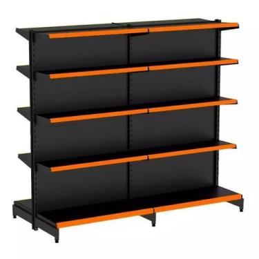 Imagem de Gondola Centro 170 Fit Ate 2 Metros Preto 20 Bandeja Pe Laranja - AMAP