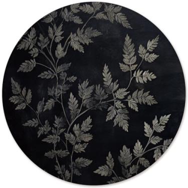 Imagem de Yetmadi Tapete de rato redondo vintage com planta escura, tapete de rato de folhas de samambaia verde cottagecore presente, base botânica vintage antiderrapante para proteção de mesa para computador