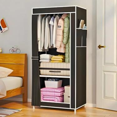 Imagem de Guarda Roupa Dobrável Mini Organizador de Roupas Solteiro Portátil Desmontável Multiuso (Preto)