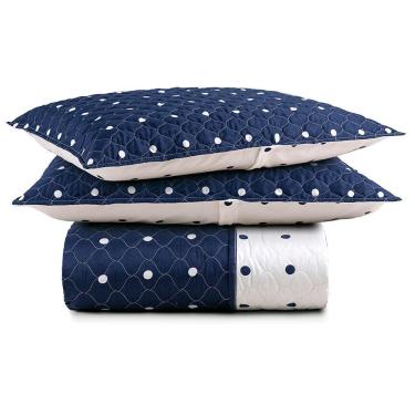 Imagem de Cobre Leito Colcha King Ball 3 Peças Azul Marinho - 100% Poliéster