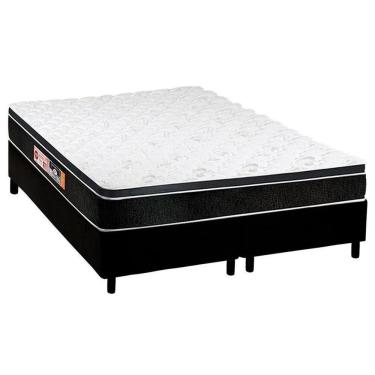 Imagem de Cama Box Queen: Colchão Espuma Castor D45 Black E White Air + Base Crc Courano Black(158X198)