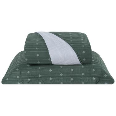 Imagem de Cobre Leito Solteiro Decor Bordado 200 Fios 2 Peças - Verde