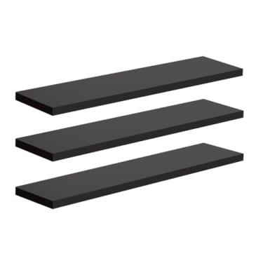 Imagem de PRAT.K Kit 3 Prateleiras Pretas 1,5x10x40cm com Bucha - Prático para Decoração (Decorare)