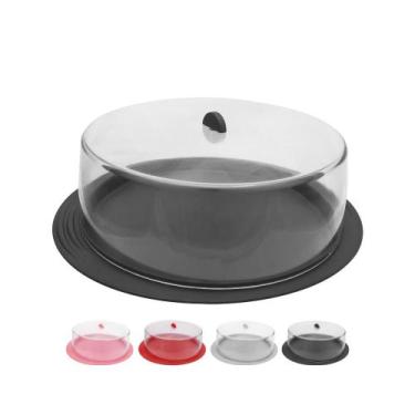 Imagem de Boleira c/ Tampa Plástica Bolos Doces Gourmet Decoração 30cm - Plas Tu