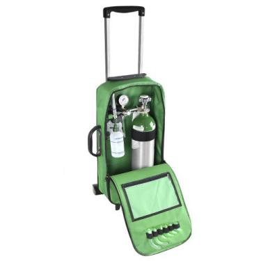 Imagem de Kit Oxigênio Portátil 3 Litros Bolsa Verde com Rodinhas Sem Carga - Co