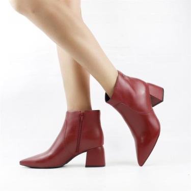 Imagem de Bota Cano Baixo Bico Fino Couro - BOTTERO, Burgundy, 36