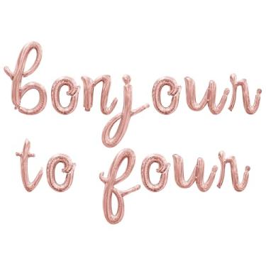 Imagem de Cursive Script Letter Balloons - BONJOUR TO FOUR 16" Inch Alphabet Letters Foil Mylar Balloon 4th Birthday Party Banner (Rose Gold)