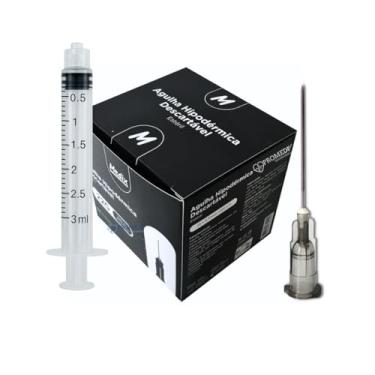 Imagem de Seringa 3ml Luer Lock com Agulha Cinza 25x0,70 Kit - 100 uni