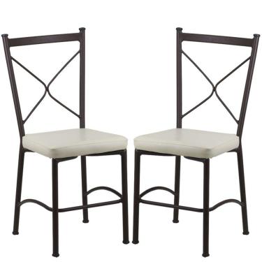 Imagem de Kit 2 Cadeiras Buffet Em Alumínio Marrom Com Bege