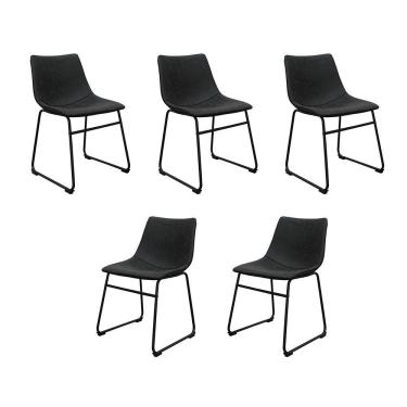 Imagem de Kit 5 Cadeiras Decorativas Marquezine Sala De Jantar Pu Base Aço Preto G56 - Gran Belo
