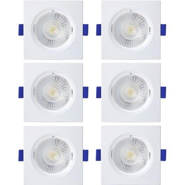 Imagem de Kit 6 Spot De Led Embutir Slim Mr11 Quadrado 3w Bivolt 6500k Frio