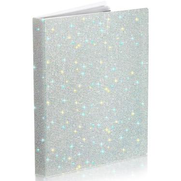 Imagem de MotiMind 23,5 x 30,5 cm Bling Art Portfolio Rhinestone 40 Pocket Display Book, pasta de apresentação brilhante com mangas de plástico para obras de arte, material de escritório escolar, presente para