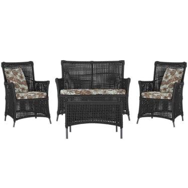 Imagem de Jogo Sofá E 2 Poltronas E Mesa Igapó Preta E6 Trama Original Preto