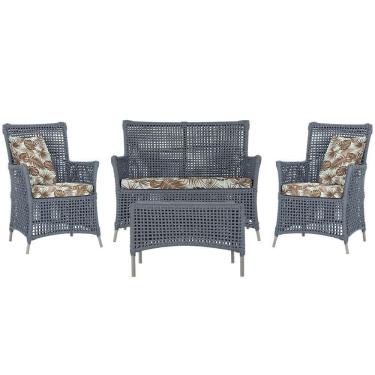 Imagem de Jogo Sofá E 2 Poltronas E Mesa Igapó Fendi E6 Trama Original Prata